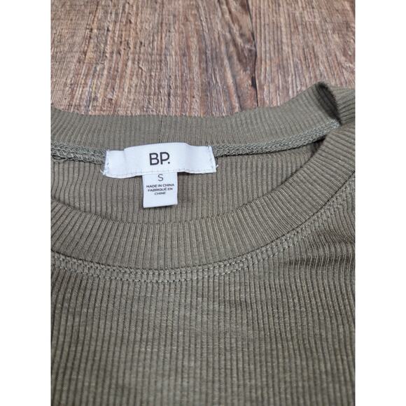 BP NWT Ribbed Soft Flowy Long Sleeve Thin Stretch Dress Size Small Olive Green - Picture 2 of 5